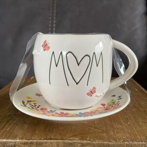Rae Dunn  “Mom” Cup & Saucer Beautiful flowers and Butterflies (14)